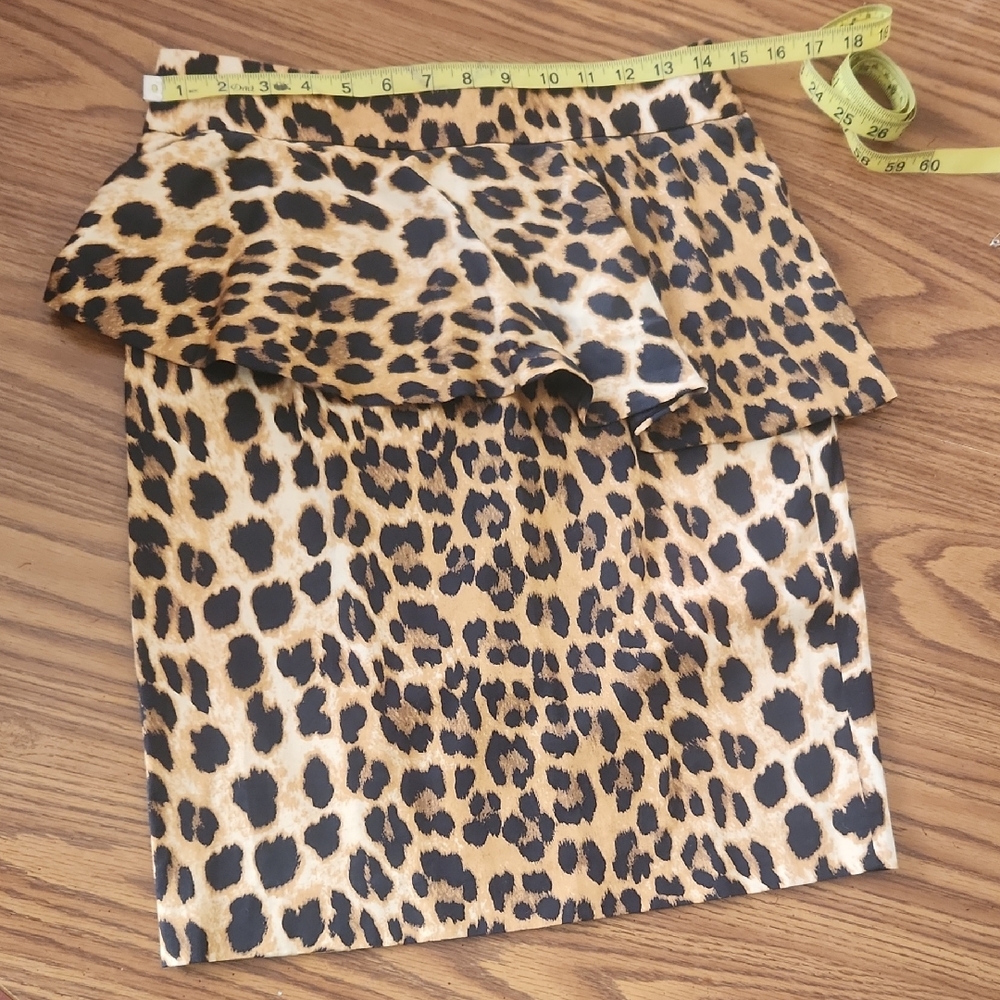 Zara Leopard Print peplum Pencil Skirt
